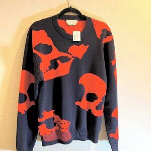 Alexander McQueen Men's Intarsia Skull Jumper/Skull Print Crew Neck Jumper